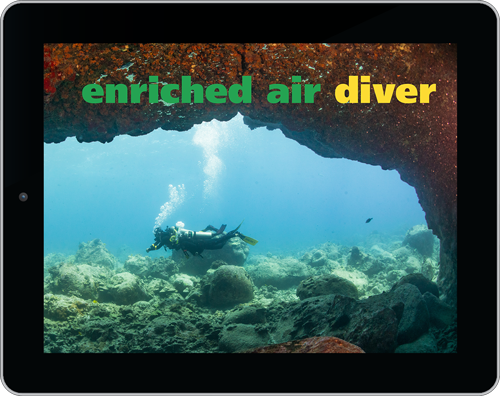 Diver swimming past a cavern 